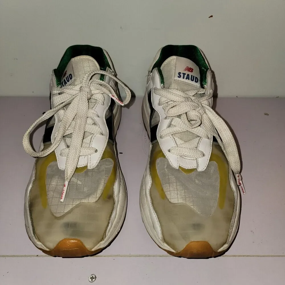 New Balance Staud 5740 Sheer Leather Sneakers White Green Blue  Size 11